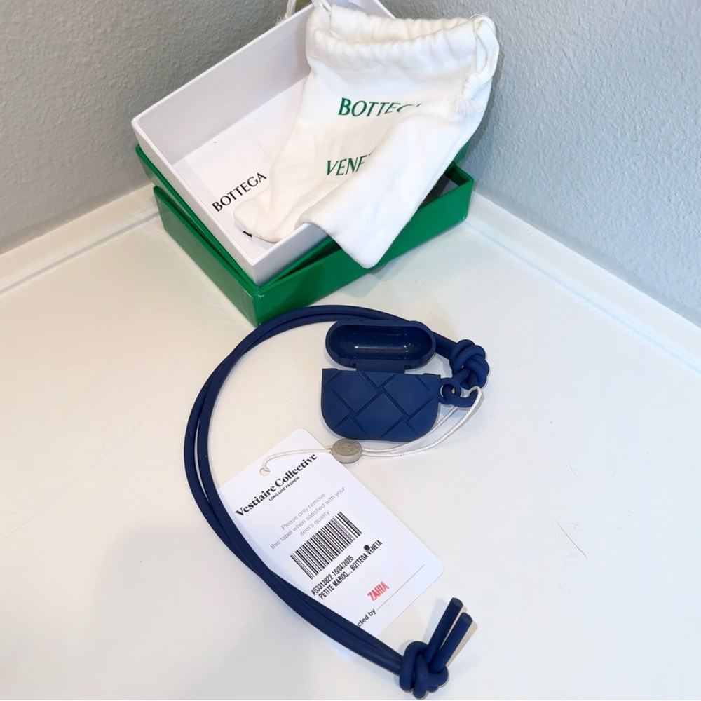 Bottega Veneta Navy Blue AirPods Holder